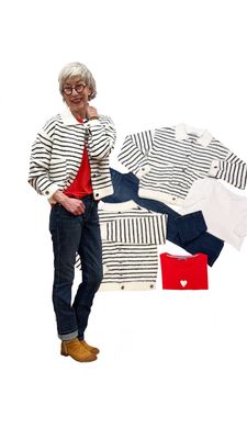 BUBBLY white black RINOundPELLE, Basicjeans KATE RED BUTTON, Basicshirt red FRIEDAundFREDDIES, Basicshirt weiß YAYA