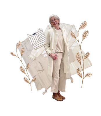 Strickwirkmantel gemustert RINOundPELLE, Pullover YAYA mit seitlichem Band, Conny Culotte RED BUTTON, Stripeshirt RED BUTTON