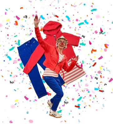 Sweatjacke cherry red, Top milk cherry stripe THE SHIRT ROJECT, RELAX Jeans cobalt RED BUTTON