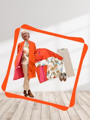 Longblouson orange BODY TOUCH, BW Bluse Blütendruck WHITE STUFF, Culotte Conny RED BUTTON, Sneaker GENESIS