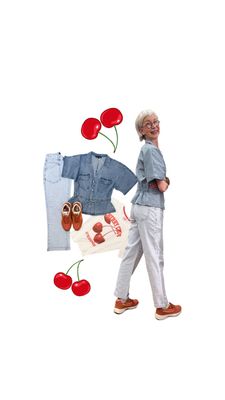 Jeans Blusenjacke und Stripe Jeans Jules RED BUTTON, Cherry Club Shirt THE SHIRT PROJECT, Sneaker reduziert GENESIS