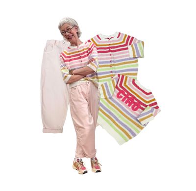 Stripe Strick Cardigan und BW Barrel rose VMILANO Sneaker GENESIS reduziert