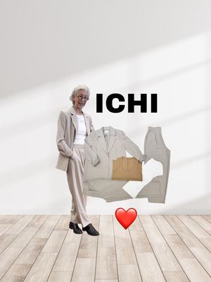 ICHI Oversize Blazer , Barrelhose, Anclehose dove melange, Rippshirt mit U-Bootausschnitt pure white und Ripptop hellbraun YAYA