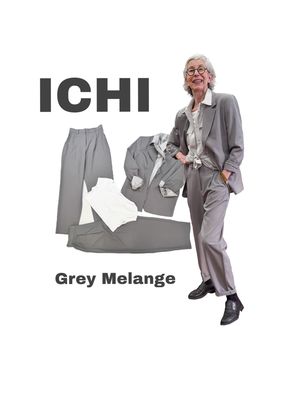 ICHI Longblazer und Oversizeblazer, Barrel und Anclehose grey melange ICHI , Bluse light grey und U Boot Rippshirt pure white YAYA