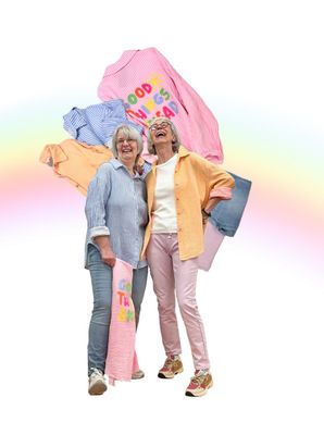 Stripebluse mit Rückenstickerei in 3 Farben, Dehnbundjeans in 3 Farben BODY TOUCH
