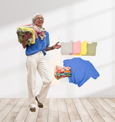 feiner Kurzarm Wendepullover in 5 Farben BODY TOUCH, Wide Leg Sommerjeans weiß BLUE MONKEY, Aquarellschal
