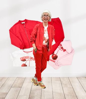 LIV Blouson und YOU TWO Pant salsa red YOU TOO, T - Shirt Cherry und Hoodie Cherry THE SHIRT PROJECT
