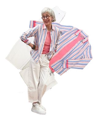 Stripe Spray Bluse FRIEDA und FREDDIES, Top soft pink SENSES THE LABEL, Sommer Barrel wei0 BLUE MONKEY