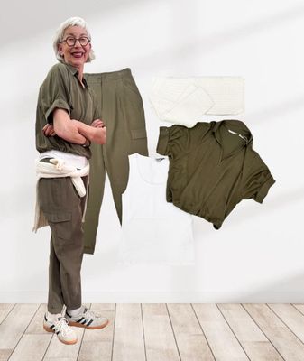 Shirt mit Kordelzug, Cargo beides army green YAYA, gedoppeltes Top weiß SENSES THE LABEL, Pullover offwhite BLOOMINGS