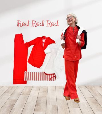 Leinen Baumwolle- Tunika red, black, wihte - Hose red und black SENSES THE LABEL, Stripe Top THE SHIRT PROJECT