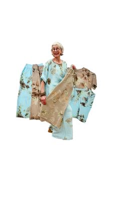 Leinenkombi türkis und taupe gemustert LOVE LINEN