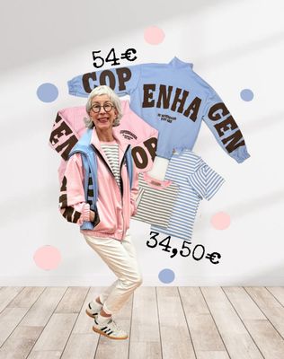 Sweatjacke " COPENHAGEN" bleu und rose, Stripeshirt bleu weiß und grey rose MARTA DU CHATEAU, Teesy Jeans weiß RED BUTTON