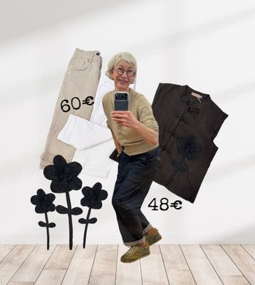 BW Leinenbluse black, verkürzte Jeans sand uns weiß MARTA DU CHATEAU
