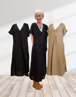 Oversize Leinenkleid in colonial und schwarz MARTA DU CHATEAU