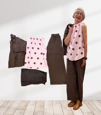 Leinenkombi mocha braun - Punktetop rose braun MARTA DU CHATEAU