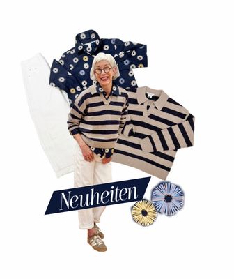 Lambswool Stripe Pullover und BW Bluse mit Alloverdruck WHITE STUFF, BW Barrel offwhite BLUE MONKEY und ANDERE