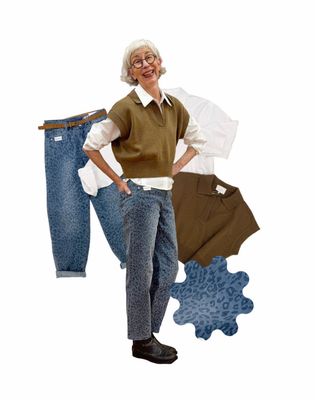Kragenpullunder YAYA, verstellbare Bluse weiß YAYA, Leo Jeans denim blue BLUE MONKEY, Wildledergürtel YAYA