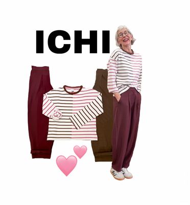 Busy BARREL bordeaux und braun ICHI, Stripe Übergangssweater bordeaux WHITE STUFF