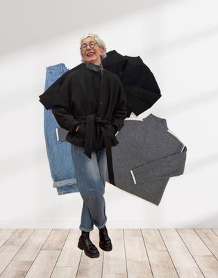 Übergangsjacke black RINOundPELLE, Kuschelpullover Grey TIMEZONE, Barrel Jeans ANDERE