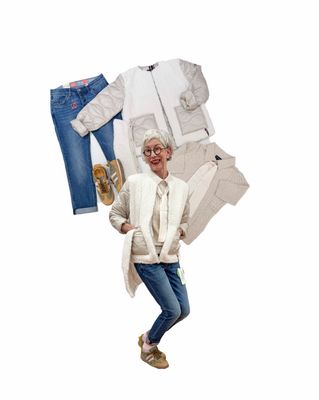 MIX Patch Jacke FRIEDA und FREDDIES, Schluppenpullover BLOOMINGS, Slim Fit Jeans TIMEZONE, federleichter Sneaker khaki SCHUHE