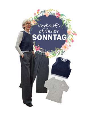 Stoffhose mit asymetrischem Verschluß, Pullunder, Unterzieh - Basicshirt alles YAYA