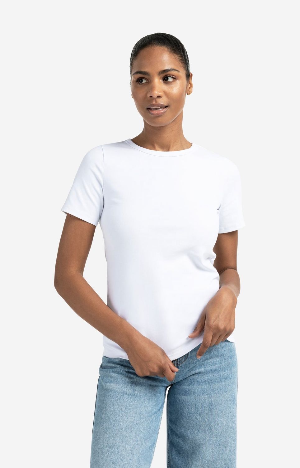 01-719047-weiß 1/4 Arm Basicshirt