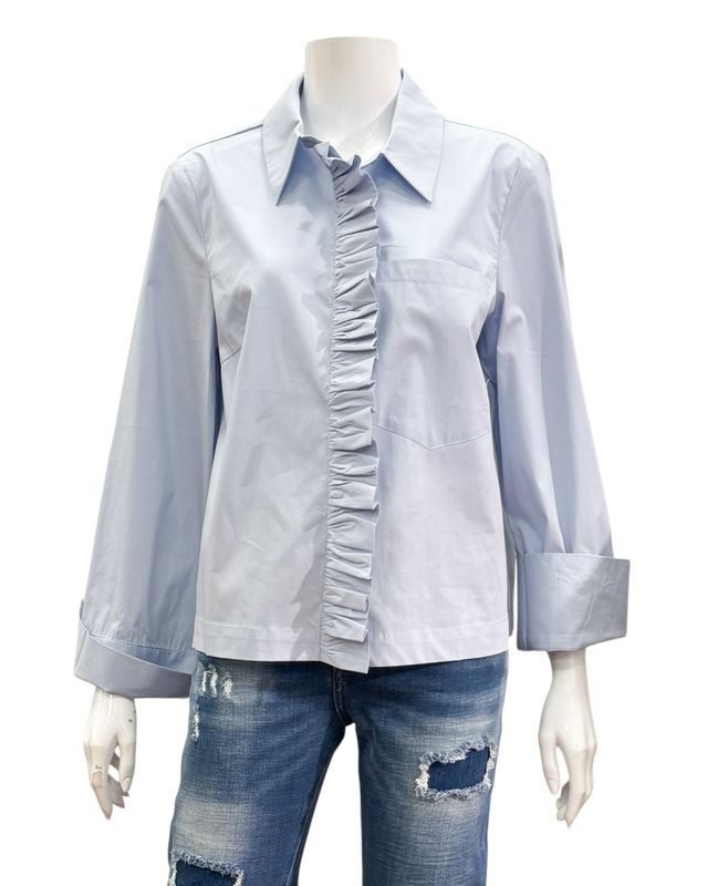 51251 lightblue modische Volantbluse THE SHIRT PROJECT