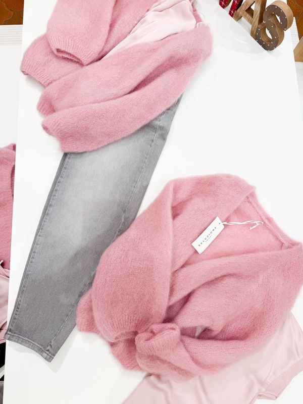 1016 Mohair Cardigan rose' BODY TOUCH