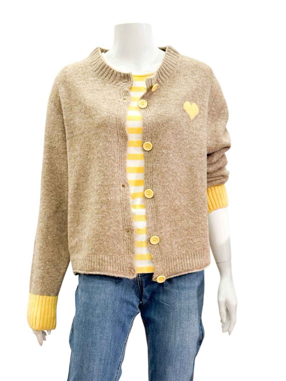 KNA052 Strickcardigan fango gelb MARTA DU CHATEAU KNA052 Strickcardigan fango gelb MARTA DU CHATEAU