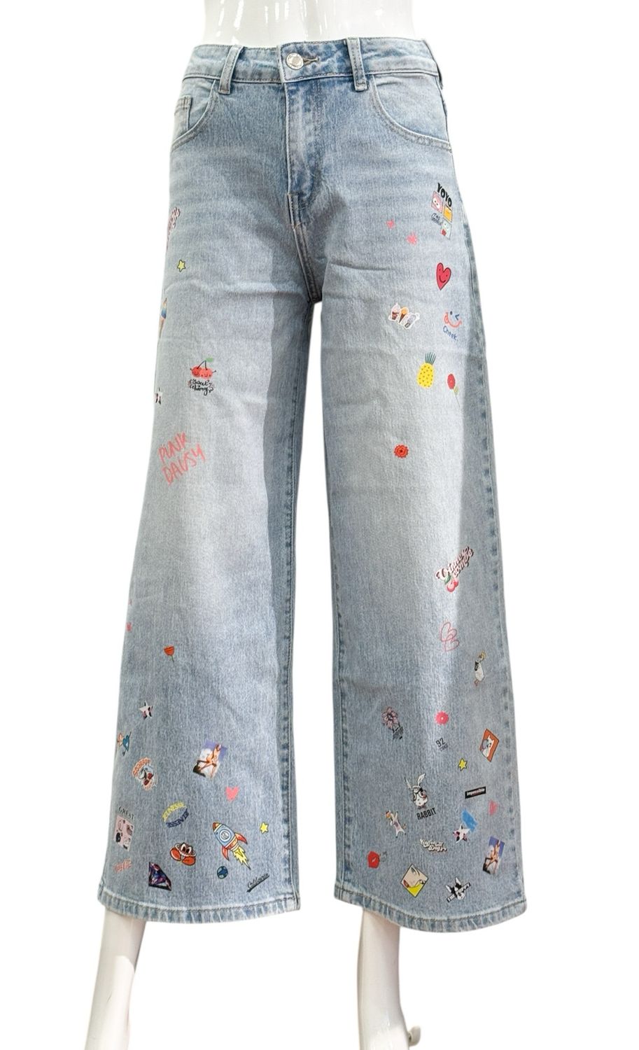 2022AAk Patch - Wide leg Jeans light blue ZWILLINGSHERZ