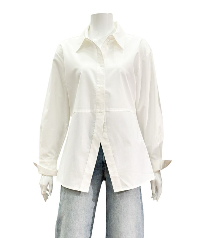 01-201199 pure white A-Linien Popelinebluse YAYA