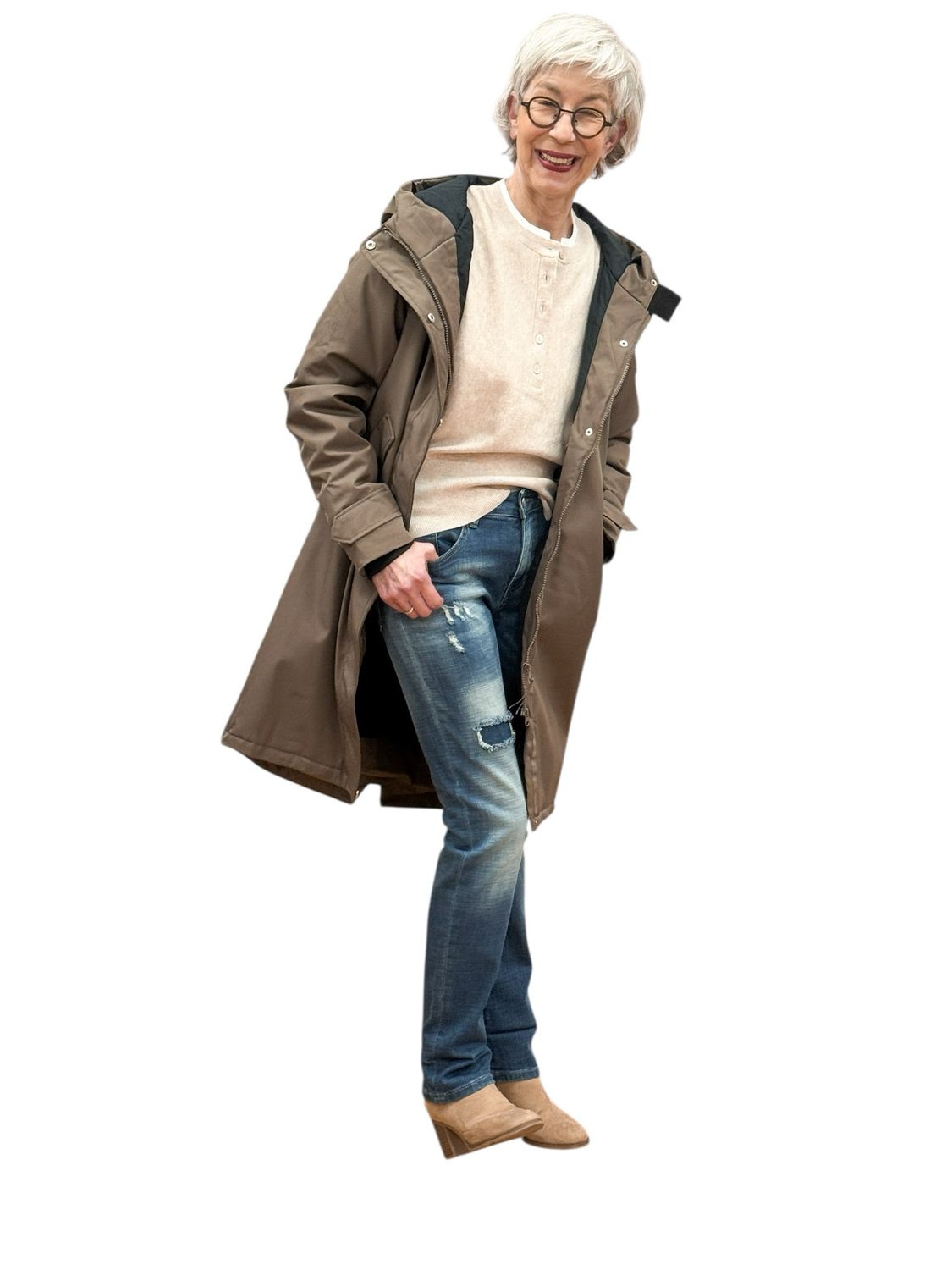 44013-034 funktionaler Wetter-Übergangsparka taupe ZWILLINGSHERZ