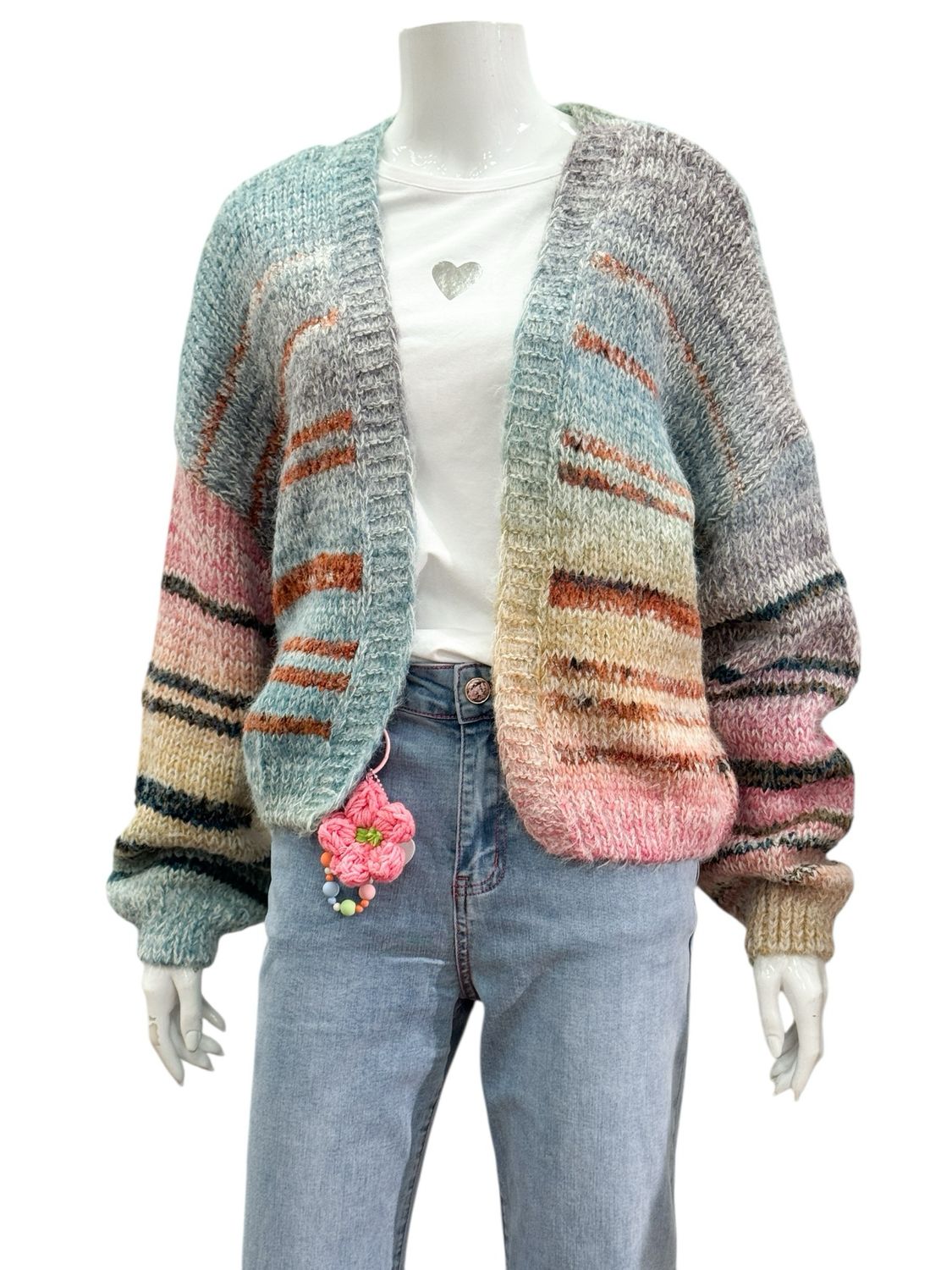 523-1 offener Cardigan bunt one size BODY TOUCH