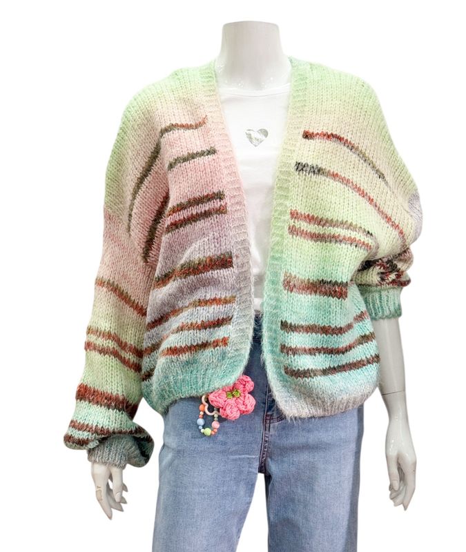 523-3 offener Cardigan bunt one size BODY TOUCH