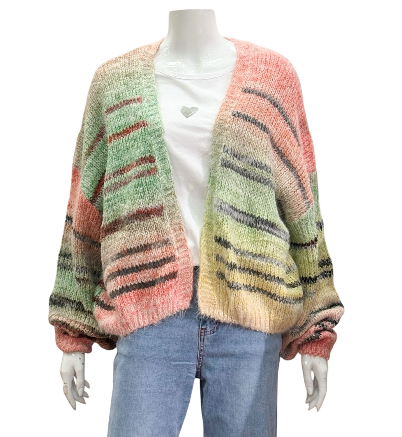 523-13 offener Cardigan bunt one size BODY TOUCH