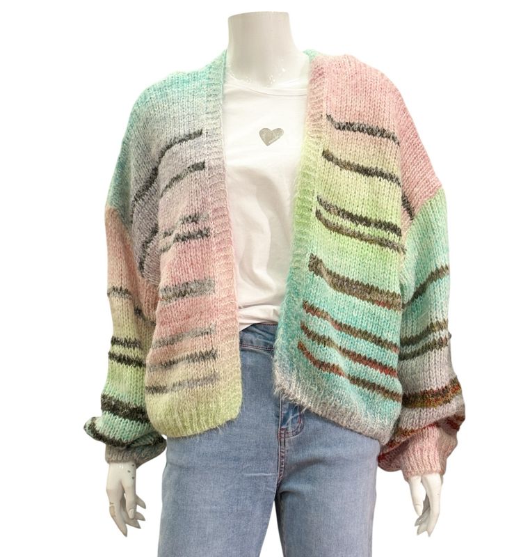 523-6 offener Cardigan bunt one size BODY TOUCH