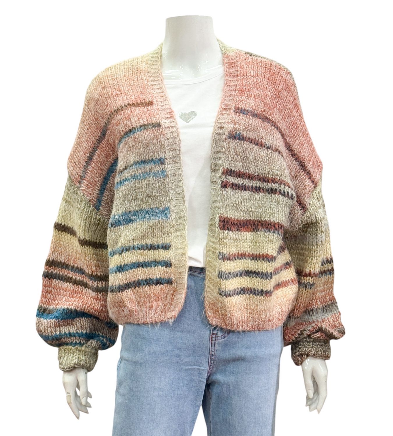 523-10 offener Cardigan bunt one size BODY TOUCH