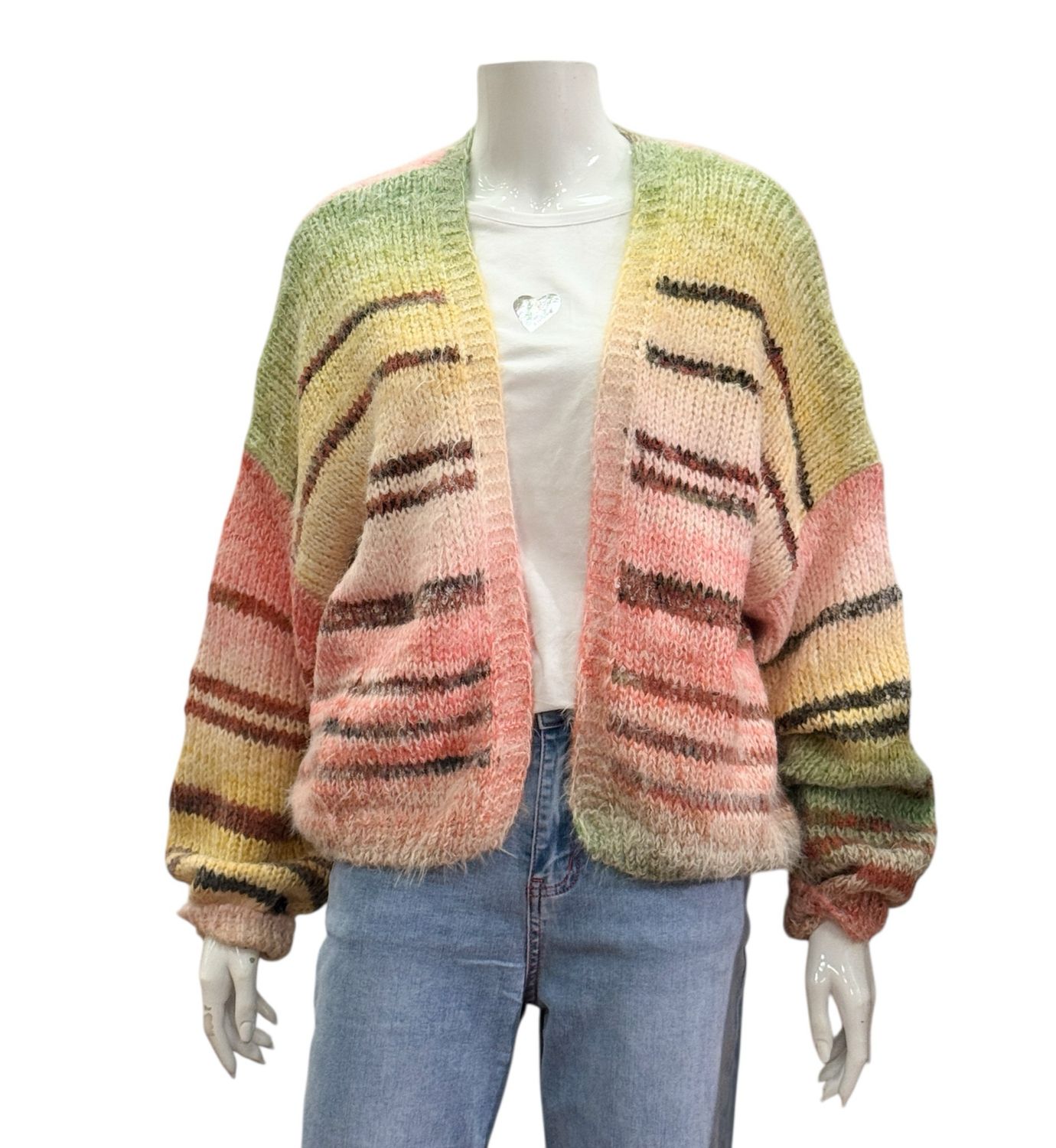 523-11 offener Cardigan bunt one size BODY TOUCH