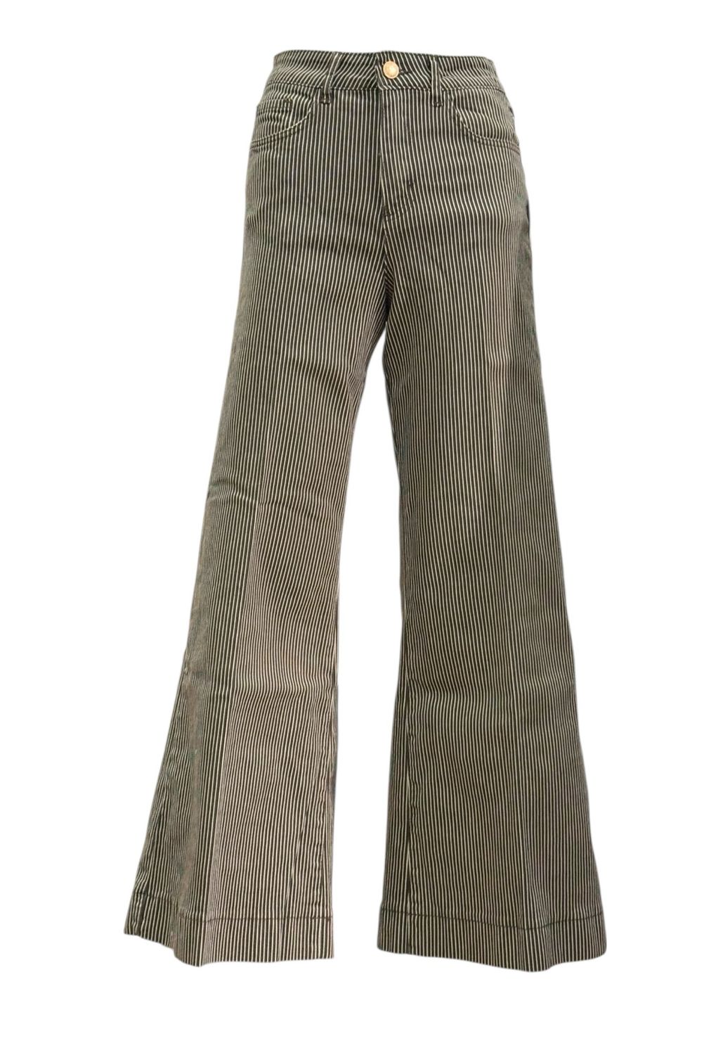 B6093 braun Stripe Jeans mit weitem Bein BODY TOUCH