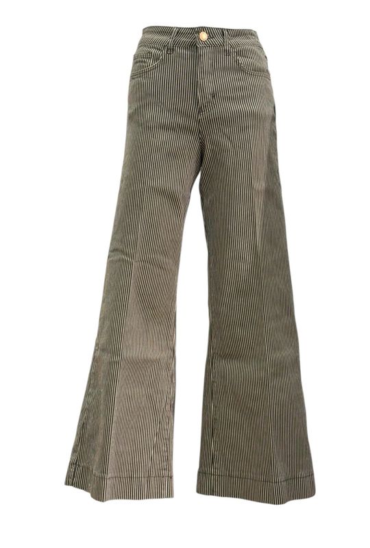 B6093 braun Stripe Jeans mit weitem Bein BODY TOUCH