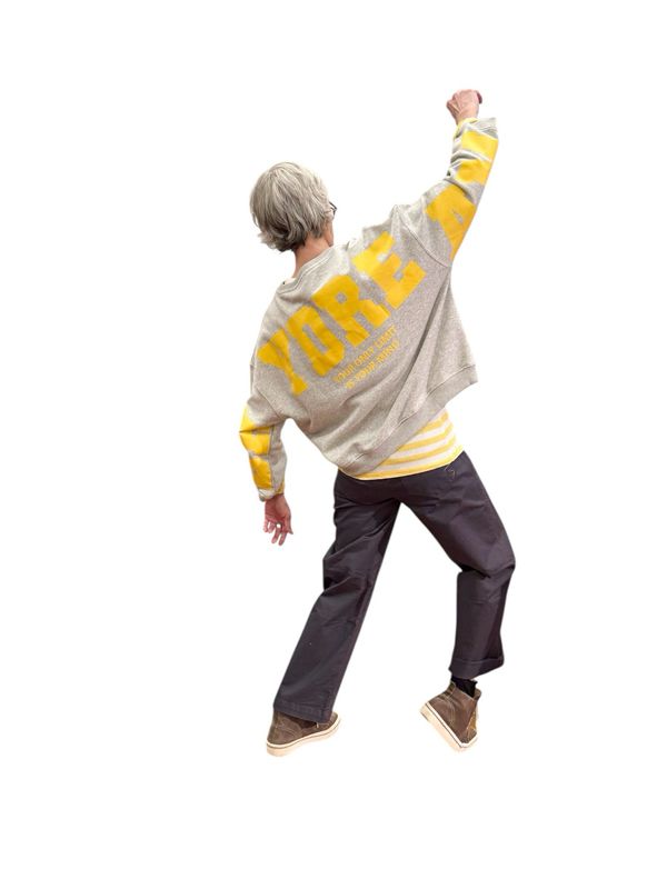 51384-10618 legerer Sweater " DAY DREAM" grey melange gelb THE SHIRT PROJECT