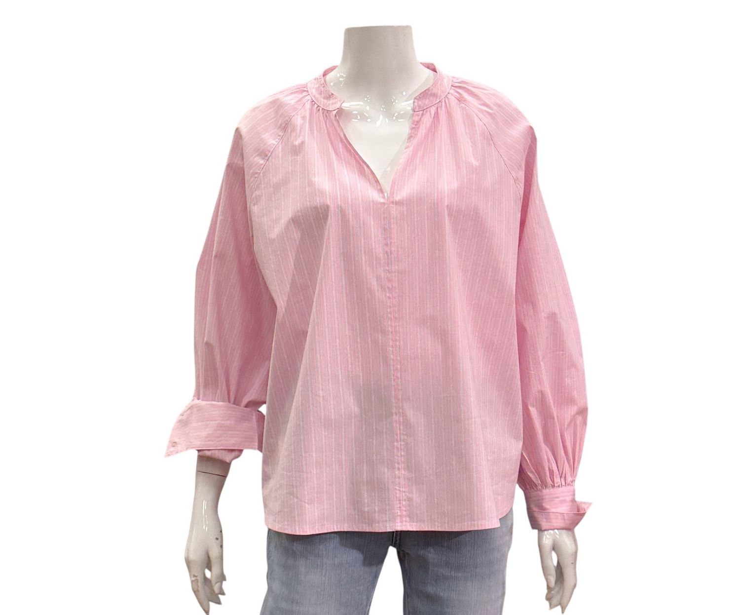 51404-pink blue legere Bluse mit Stehkragen THE SHIRT PROJECT