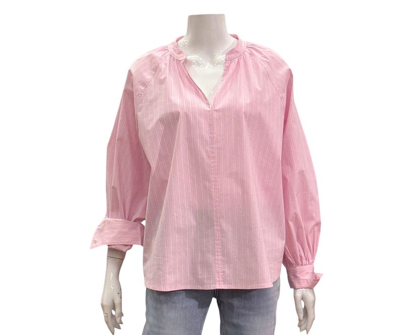 51404-pink blue legere Bluse mit Stehkragen THE SHIRT PROJECT