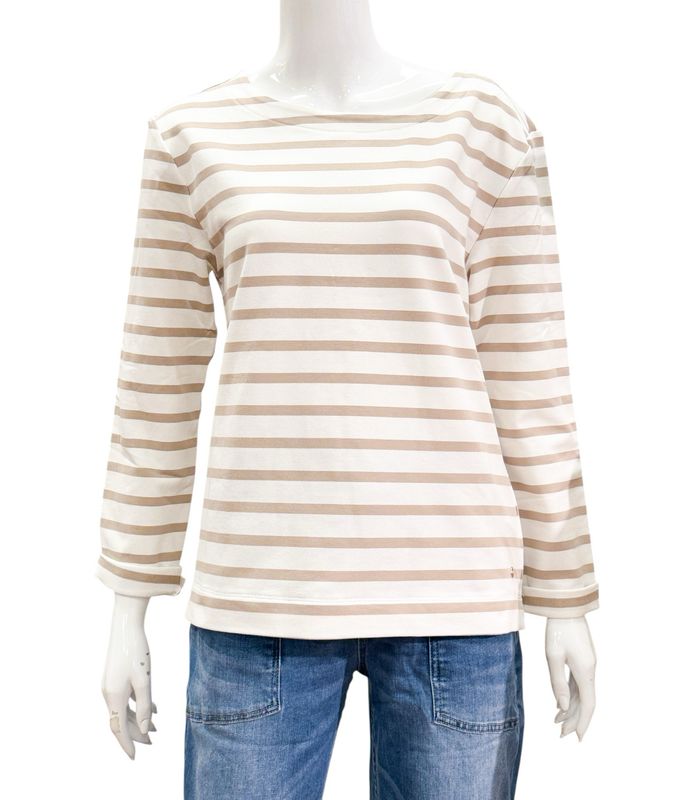 SRB4753 Terry Stripeshirt milk taupe RED BUTTON
