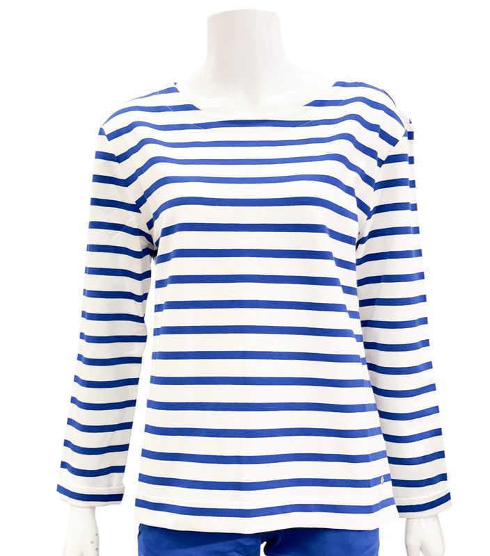 SRB4753 Terry Stripeshirt weiß cobalt RED BUTTON