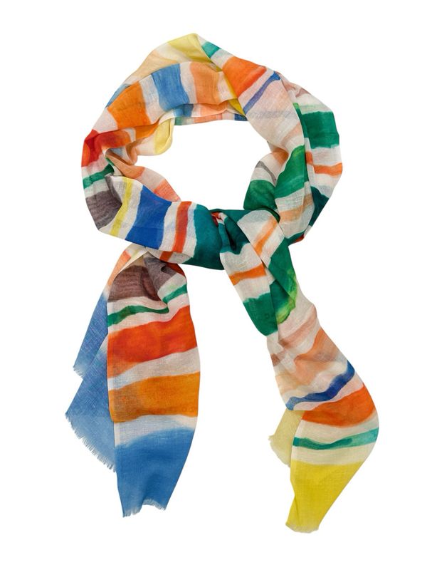 1450701--1 Aquarell Streifendesign bunt Langschal MODEKONTOR