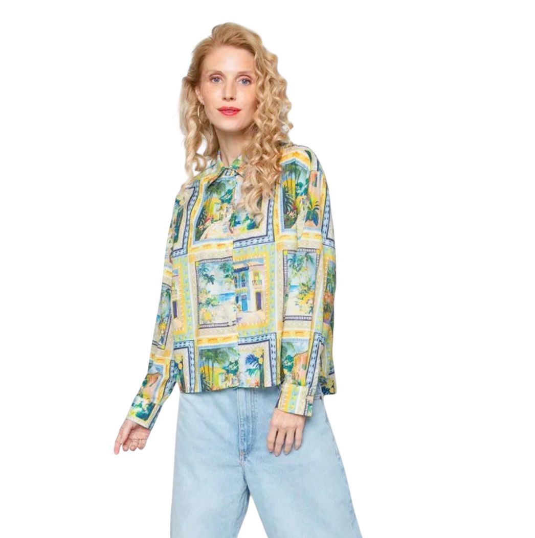 8864-158070 Kachelprint Bluse EMILY VAN DEN BERH