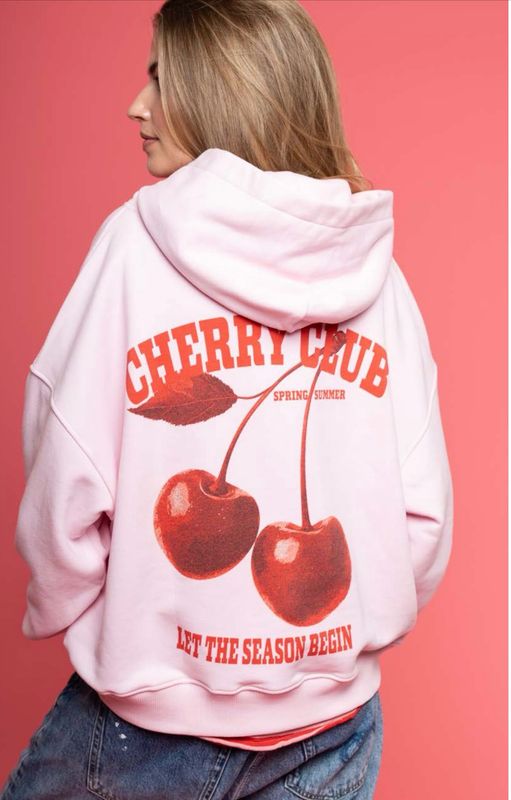 51418 rose cherry BOXY  Hoodie mit Cherry Motiv THE SHIRT PROJECT