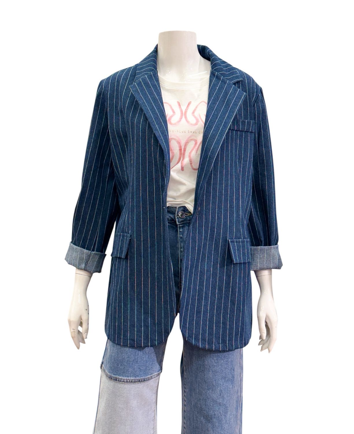 55167M Boxyblazer denim stripe MARTA DU CHATEAU 55167M Boxyblazer denim stripe MARTA DU CHATEAU