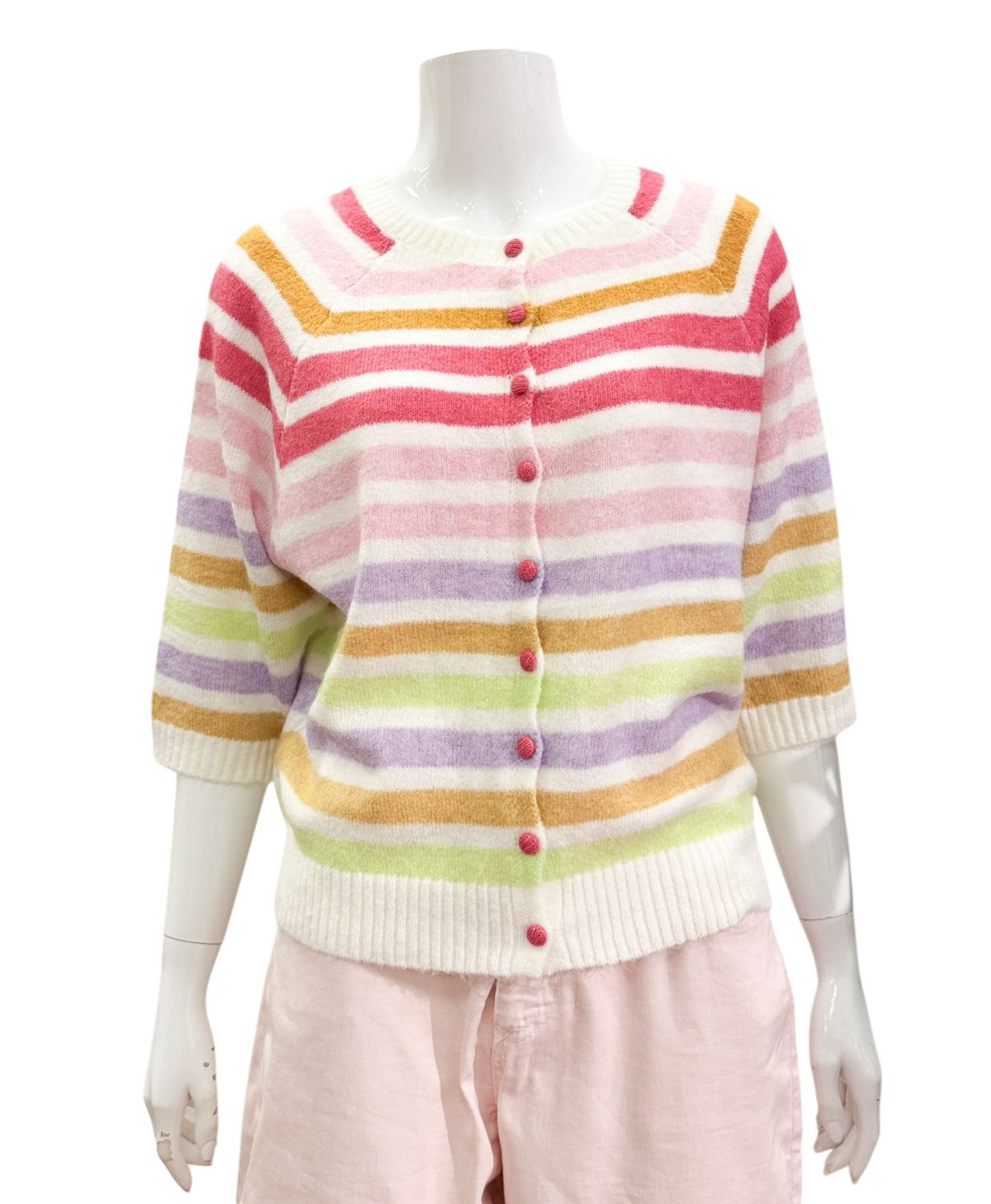 VRIGA rose 3/4 Strickjacke/Pullover stripe VMILANO